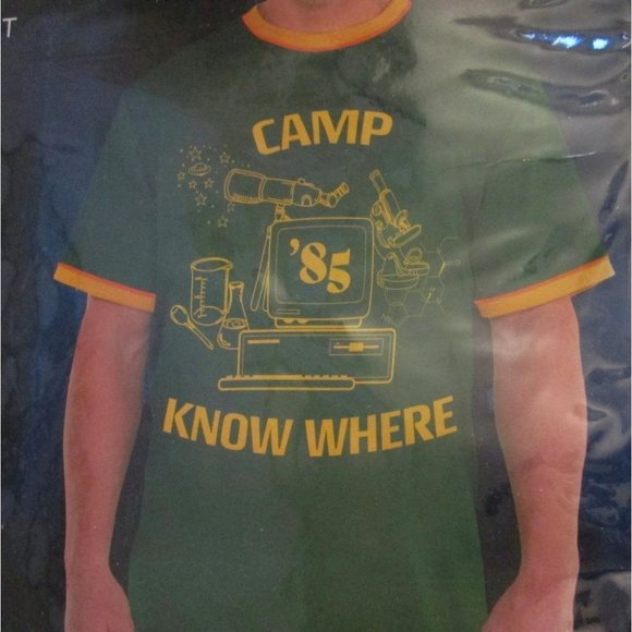 Stranger Things Costume Dustin's Camp Know Where T Shirt Size Adult S/M - Picture 5 of 8